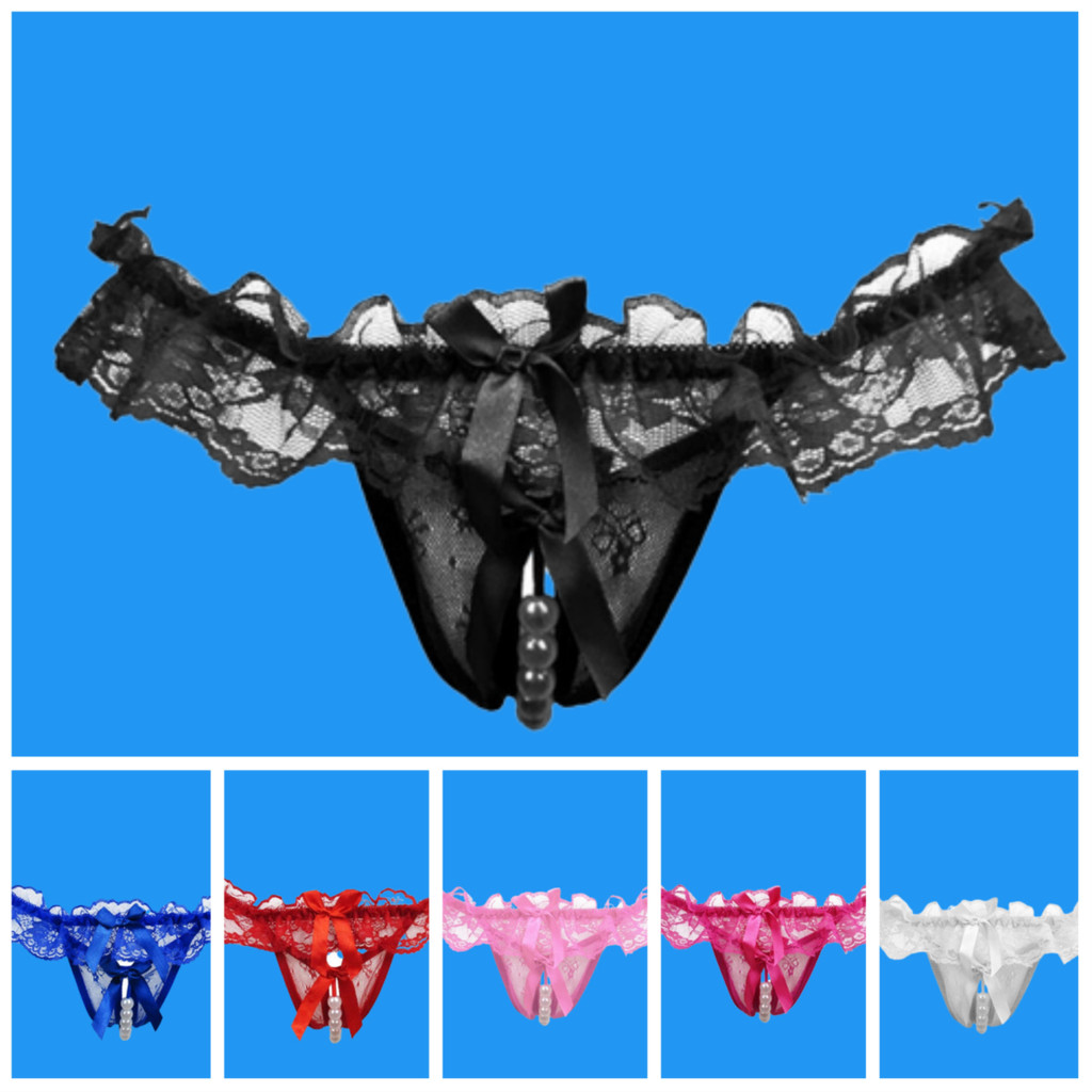 cd g string Lace Thong Open Crotch Pearl