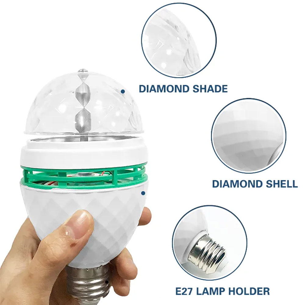 Lampu LED RGB Color Crystal Rotating Light Bulb E27 3W - EP27 - White