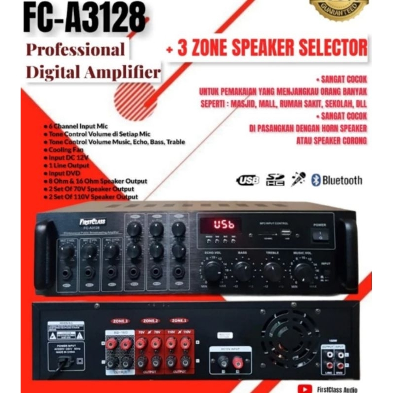 Ampli toa mesjid musholla,ampli power mixer firstclass fca3128 - fc 3128