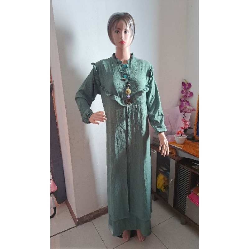 maxi dress crinkle kerah dada lidya