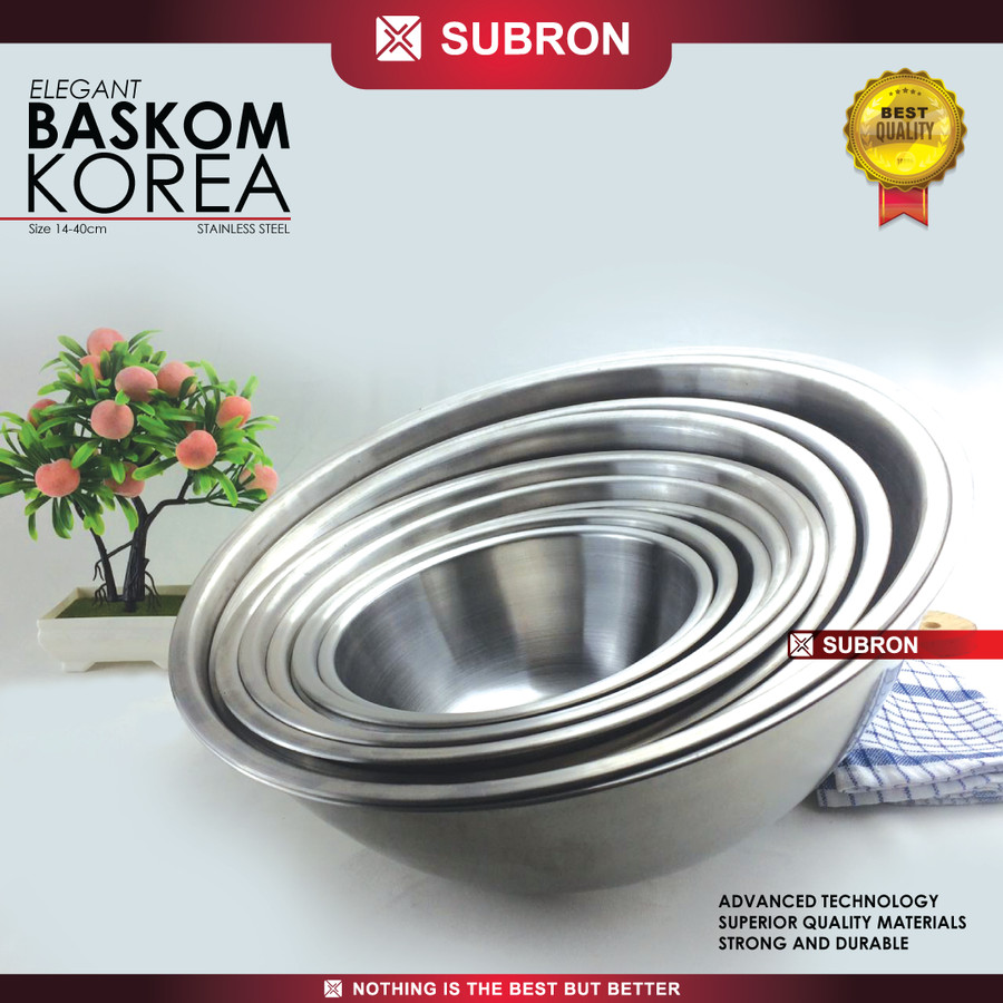 Baskom Korea 18cm 20cm Wadah Stainless Steel Tebal Multifungsi - SUBRON