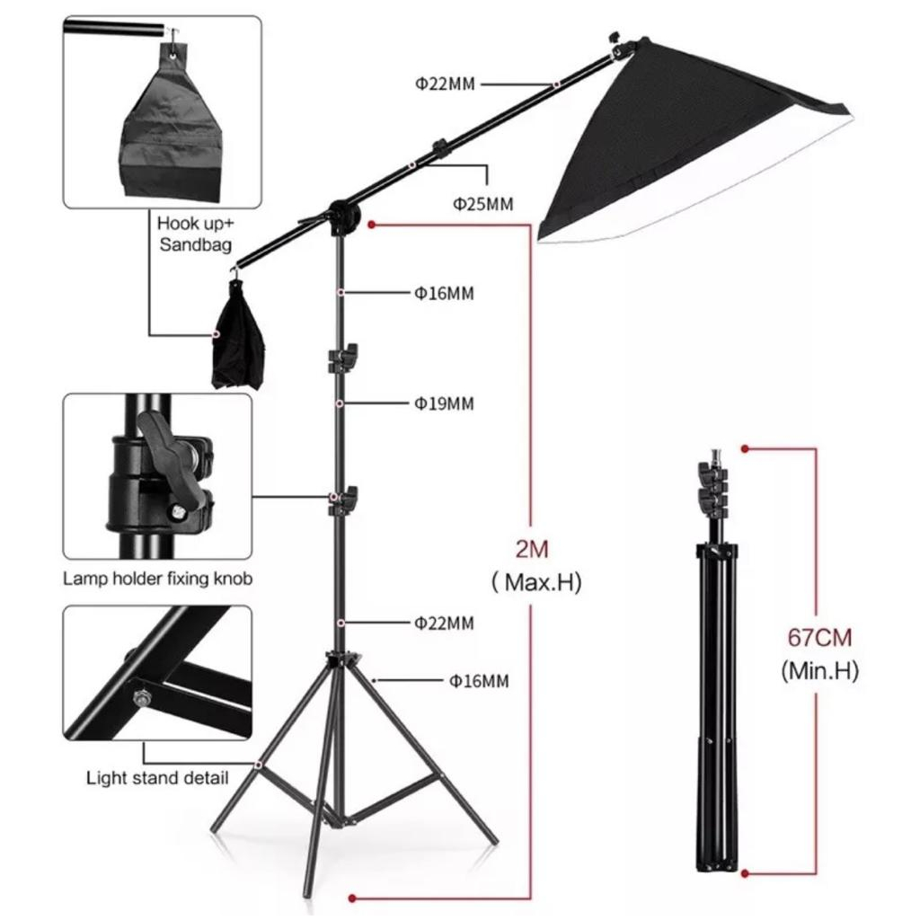 Set Isi 3 pcs Softbox + Boom Arm