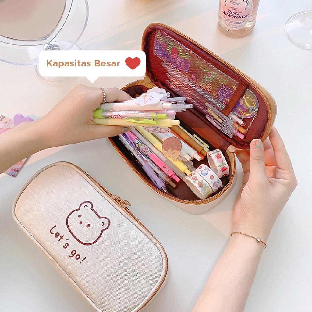 

Pencil Case Kotak Pensil Cute Bear Sekolah Perempuan Trendy