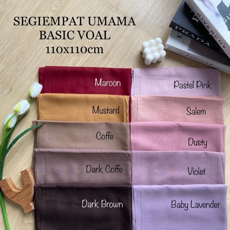 Umama Basic Voal hijab Segiempat jilbab segi empat Basic voal umama scarf tepi jahit 110x110