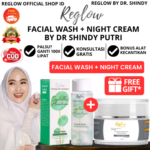 Bundling Reglow Brightening Paket Night Cream + Facial Wash Skincare Dokter Shindy Original