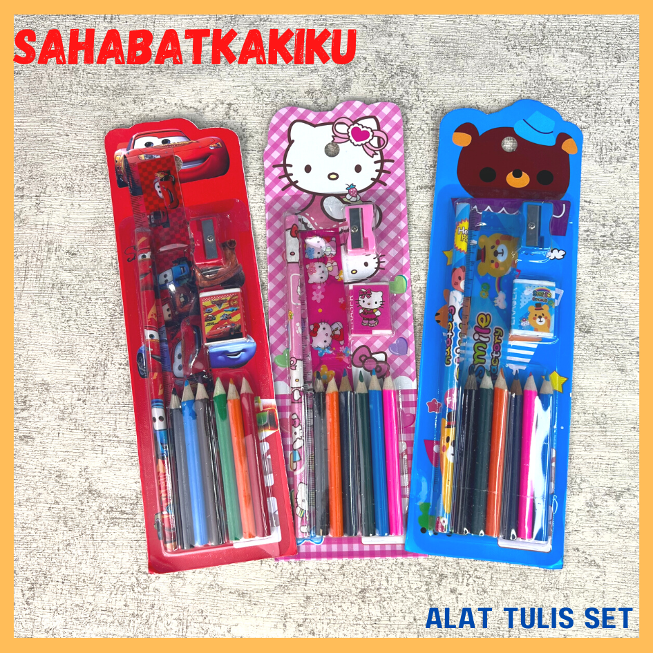

Alat Tulis Set 10 in 1 Karakter / Alat Tulis Set dengan Pensil Warna / Mini Stationary Set / Alat Tulis Sekolah