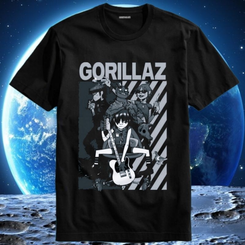 Baju Kaos Tshirt Pria Laki Cowok Unisex Band Gorillaz Gorilaz D-Sides The Now Now Humanz G-Sides The