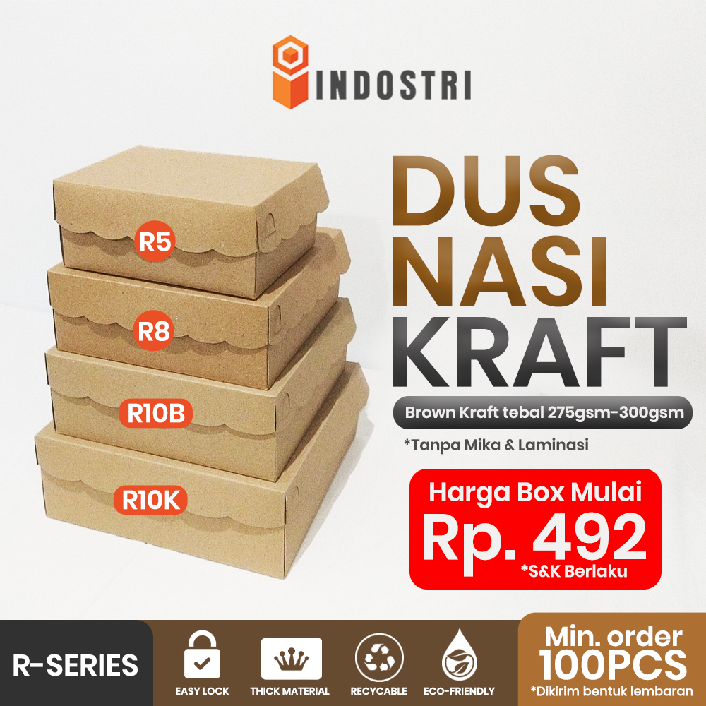 

Dus nasi kraft Kotak Makan Nasi R5 | R8 | R10K | R10B Kraft Cokelat (Ketebalan 275 - 350 gram) Finishing Warna Coklat