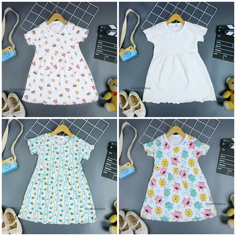 Dress Thalia 1-5 Tahun / Dres Lengan Baju Tidur Balita Anak Perempuan Adem Kaos Harian Cewek Murah