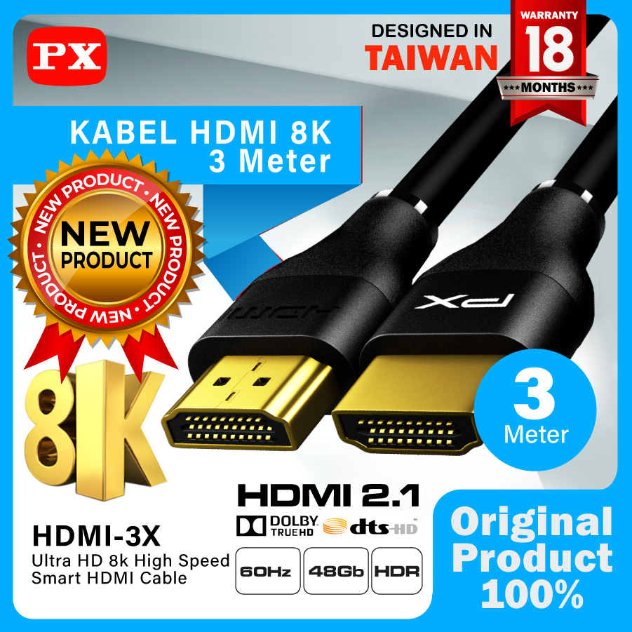 Kabel HDMI 2.1 High Speed UHD 8K HDR HDMI Cable 3M PX HDMI-3X