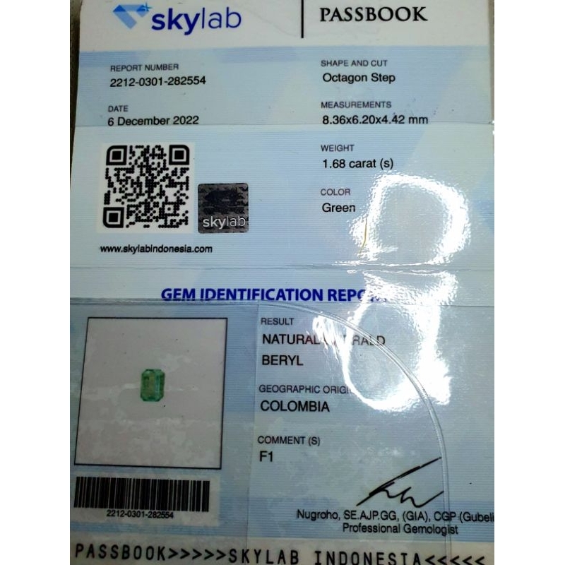 Zamrud Emerald beryl minor green colombia HQ serti skylab ring perak microsetting