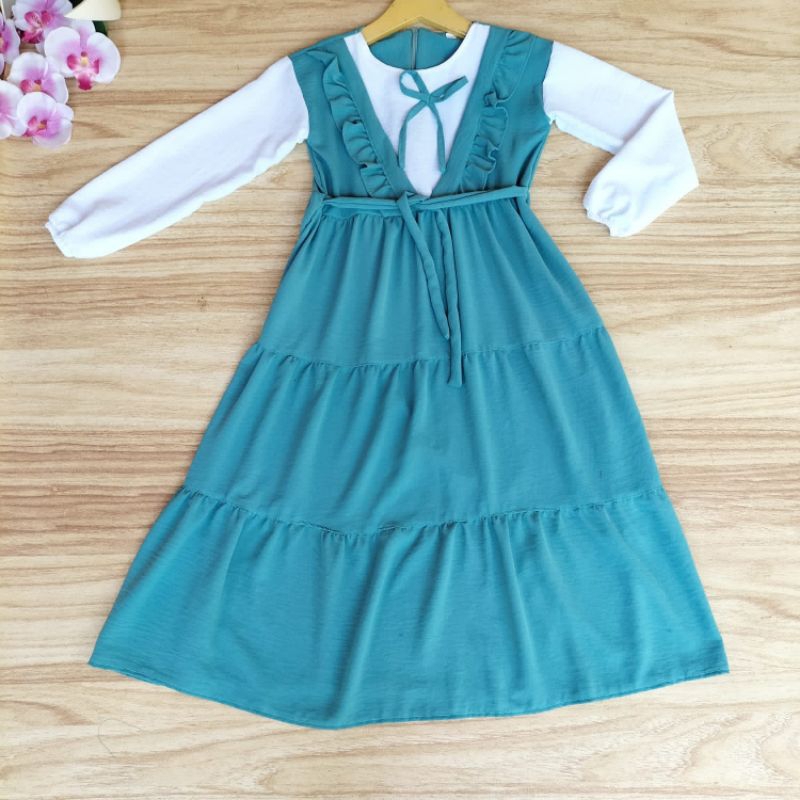 MIDI DRESS KOREA ANAK I CRINGKLE AIRFLOW TERBARU KHANZA USIA 2-12 TAHUN