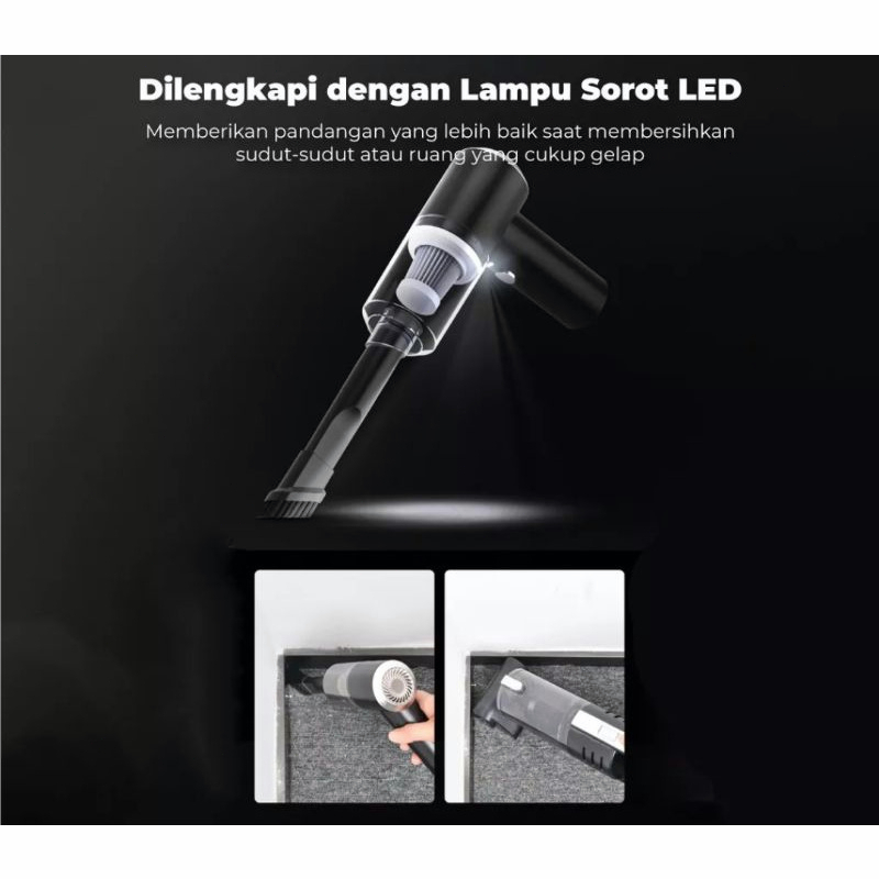YUN Mall Mini Portable Vacuum Cleaner Wireless Vakuum Penghisap Debu Mobil Meja Rumah
