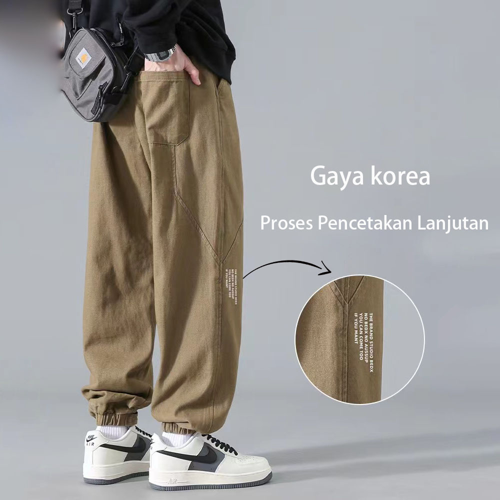 Celana Panjang Pria Kuning Celana Jogger Panjang Olahraga Jumbo Style Korea Celana Kulot Santai Pria Celana Joger Traning Kuning Elastis Pants Oversize