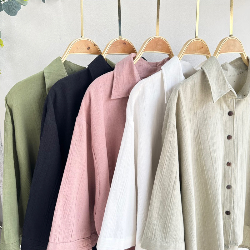 ALISA TOP Atasan Blouse Kemeja Wanita || Linen Oversized Shirt
