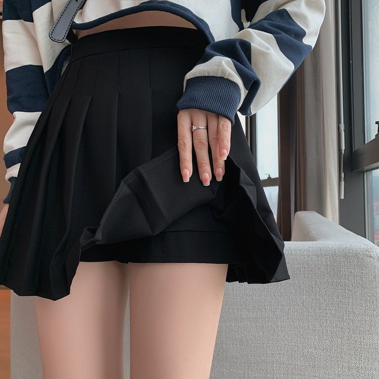 Mini Skirt Wanita Hitam Korean Rok Span Pendek Lipit Casual Skirt