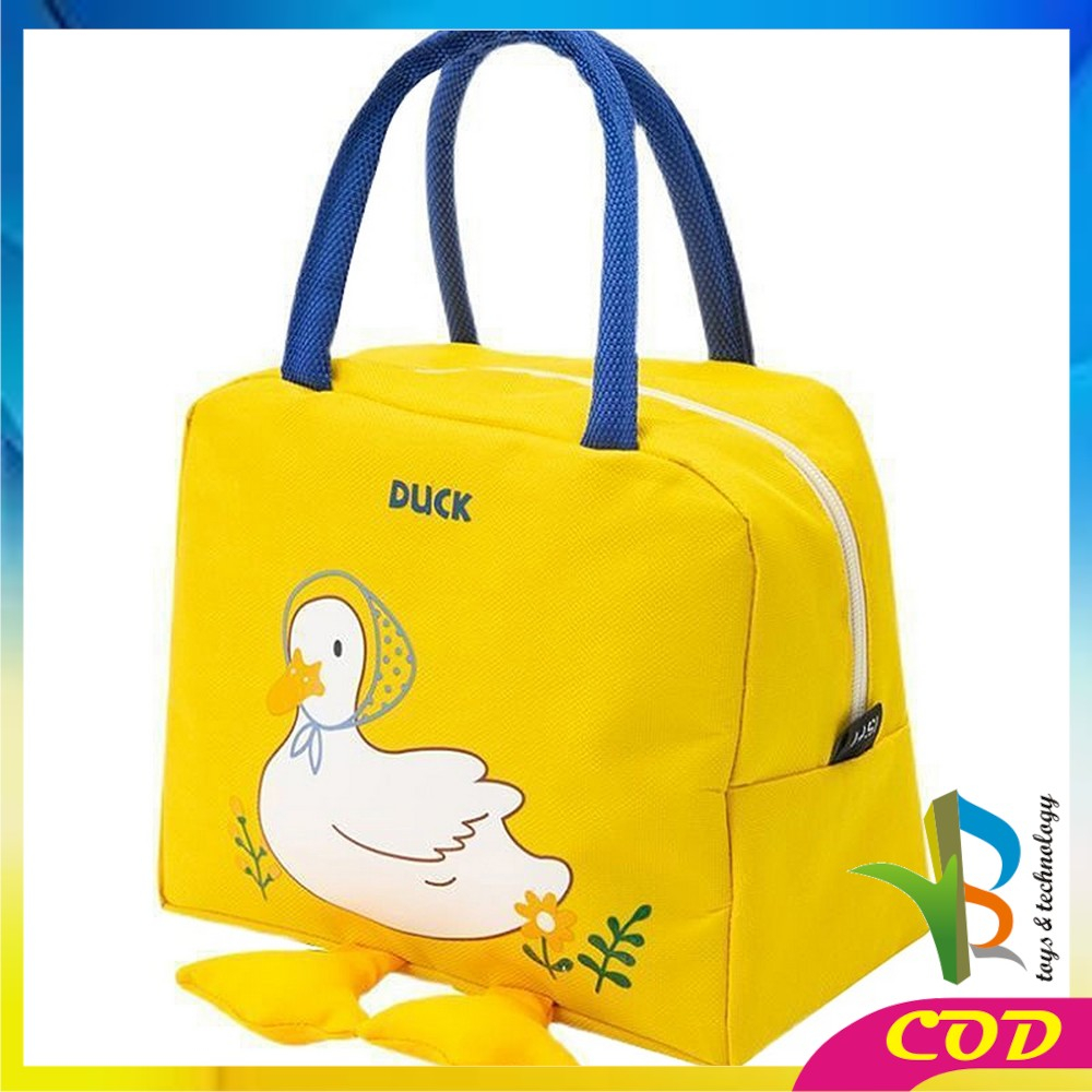 RB-T45 Tas Bekal Makanan Karakter Bebek Lunch Bag Dewasa Anak Sekolah Cooler Bag / Tas Travel Tempat Bekal Lunch Box Serbaguna