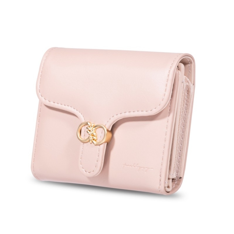 DOMPET LIPAT WANITA KECIL WA706P3 PRETTYZYS SIMPLE KEKINIAN REMAJA CEWEK MURAH ORIGINAL IMPORT KULIT PINK LUCU AURALIA KOREA MINI SLOT KARTU RESLETING UANG KOIN BRANDED FASHION PREMIUM