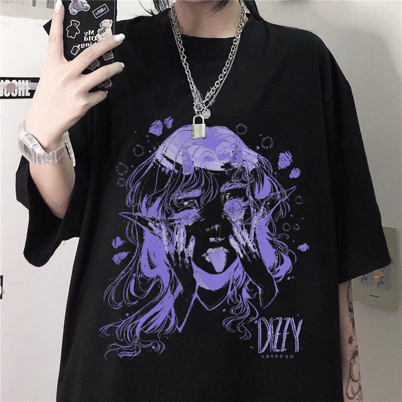 [ GOTH ] Anime Elf Short Sleeve T-Shirt / Kaos Anime Elf Lengan Pendek 8080 (L/XL)