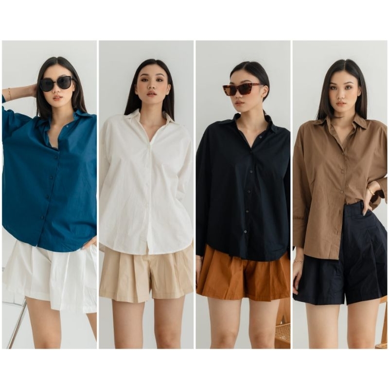 ♡ PREMIUM ♡ ORIGINAL ! SHAYNNE BIG SIZE COLLAR BUTTON LONG SLEEVE SHIRT ( BUSUI &amp; HIJAB FRIENDLY )