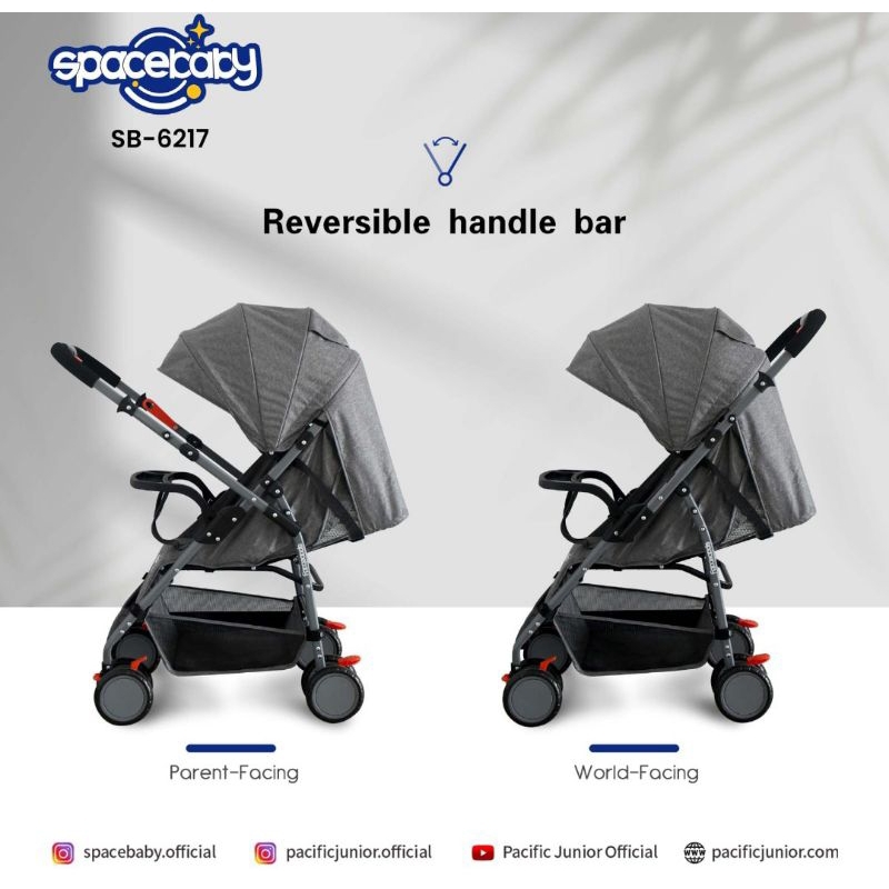 Kereta Dorong Bayi Anak Baby Stroller Space Baby Sb-6217 Reversible Stir Cabin Size