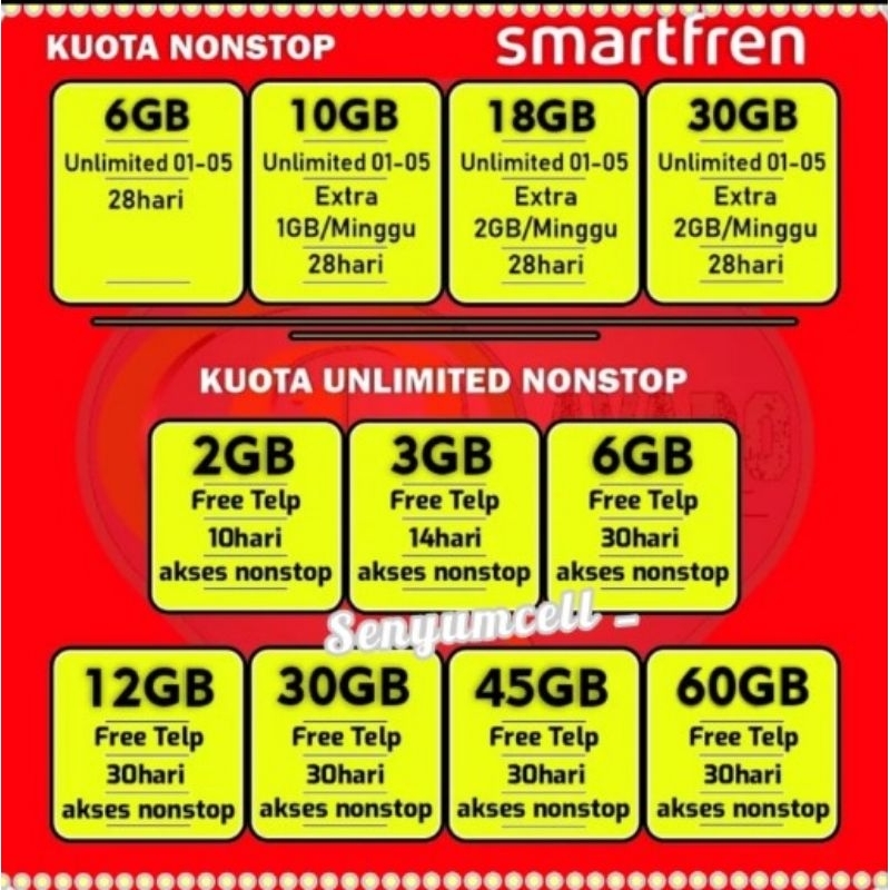 PAKET DATA SMARTFREN 6GB 10GB 18GB 30GB PAKET TERMURAH
