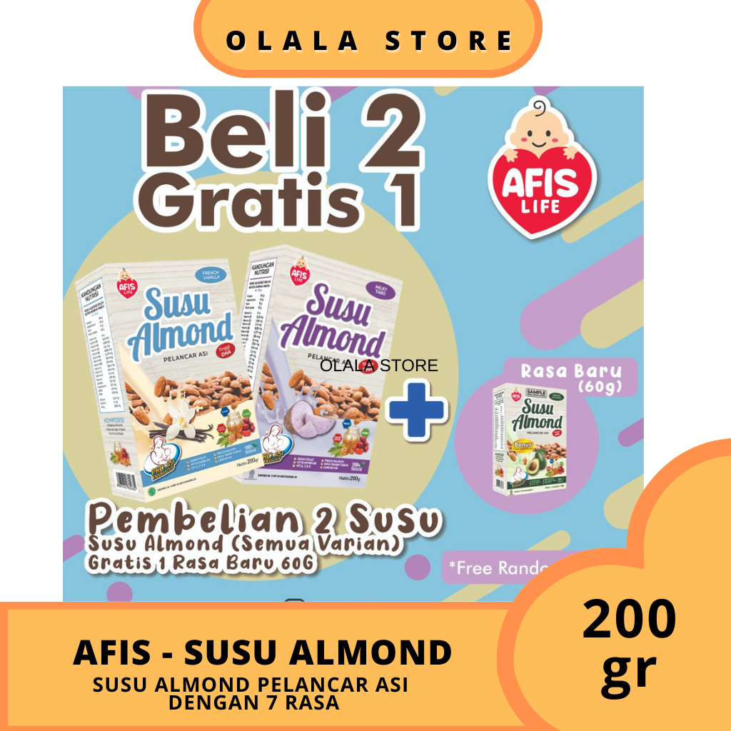 AFIS LIFE - SUSU ALMOND PELANCAR ASI 200 GRAM / ASI BOOSTER TINGGI DHA