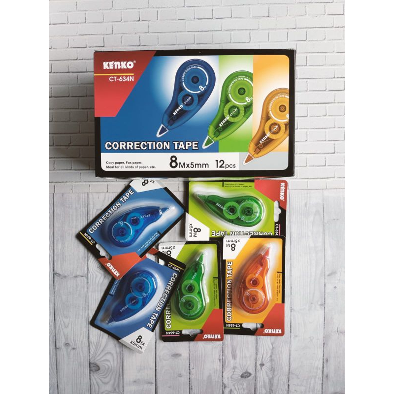 

Correction Tape Tipe-X kertas isi 12 pcs KENKO CT-634 8Mx5mm