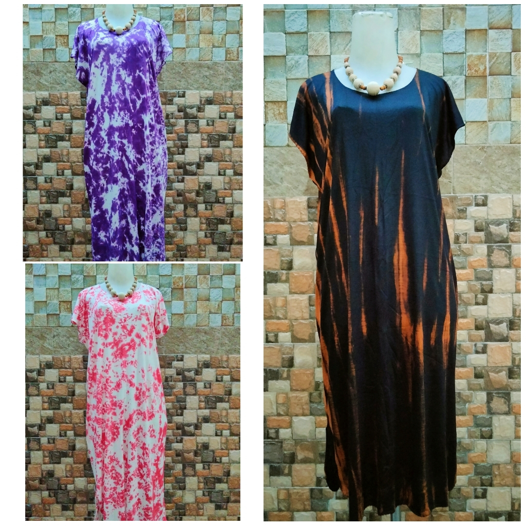 Daster Bali jersey Panjang JUMBO Uk-XXL, baju tidur wanita murah,bukan model payung, motif smoke, je