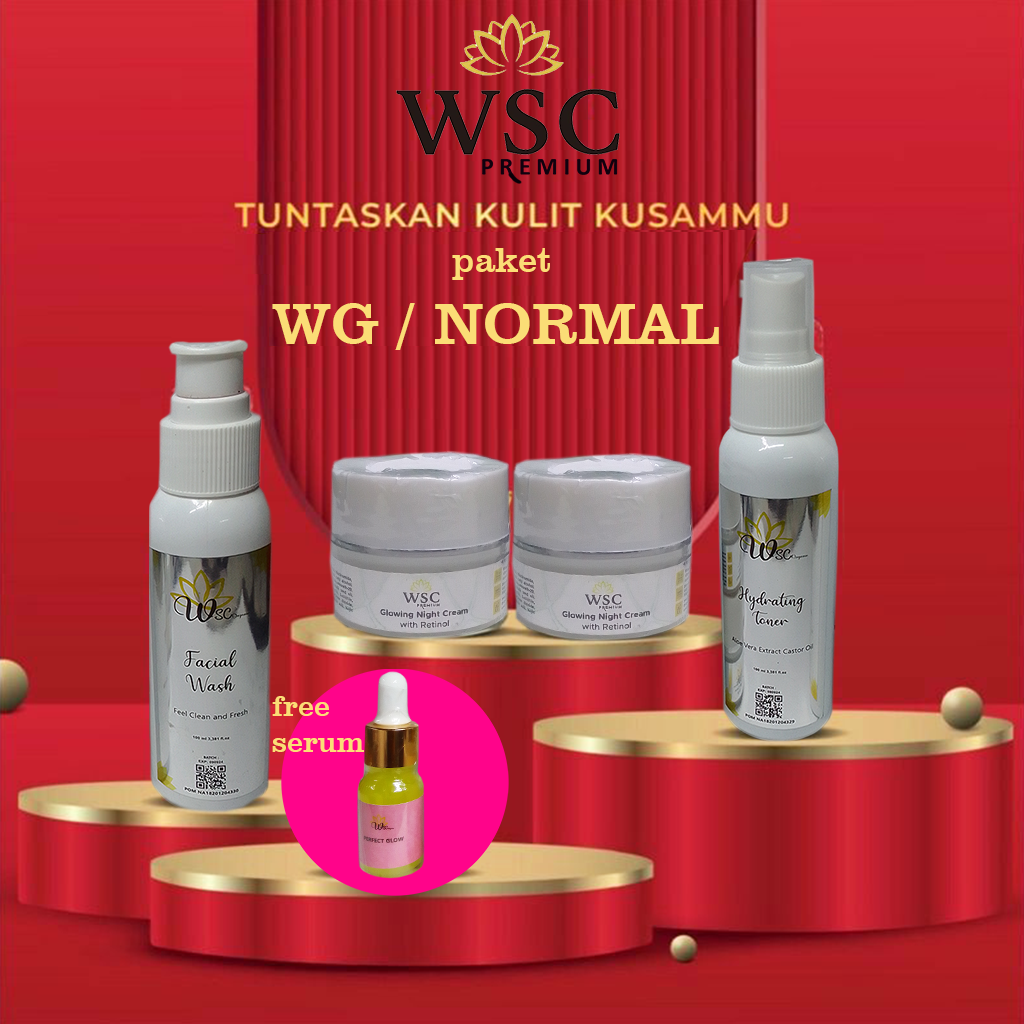 Paket wsc premium wsc organic basic skincare WG untuk kulit wajah normal kusam jadi glowing