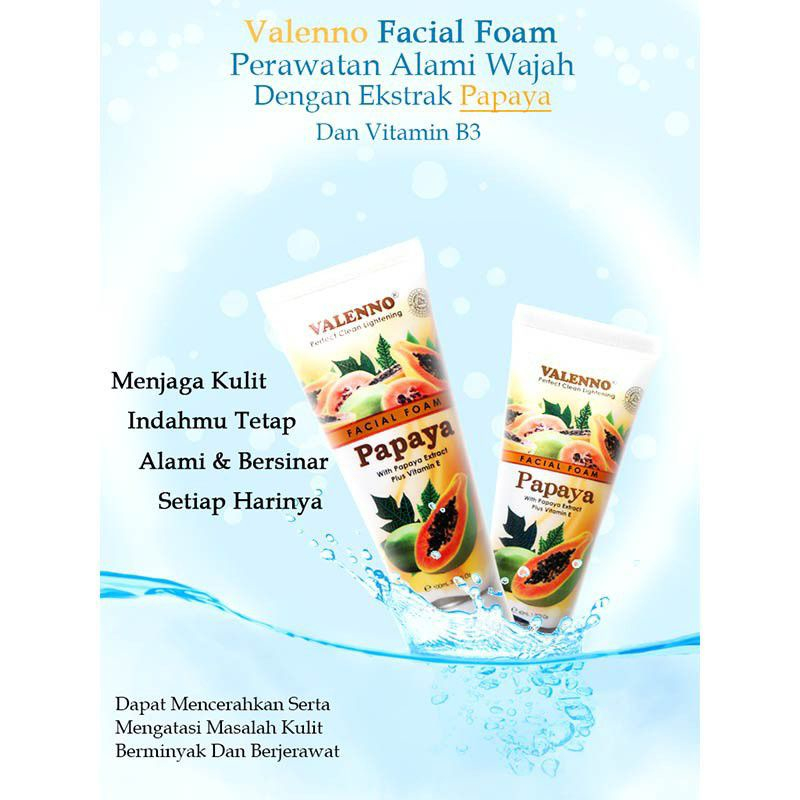 Valenno Facial Foam Papaya - Sabun Valeno Pepaya 100ml Original