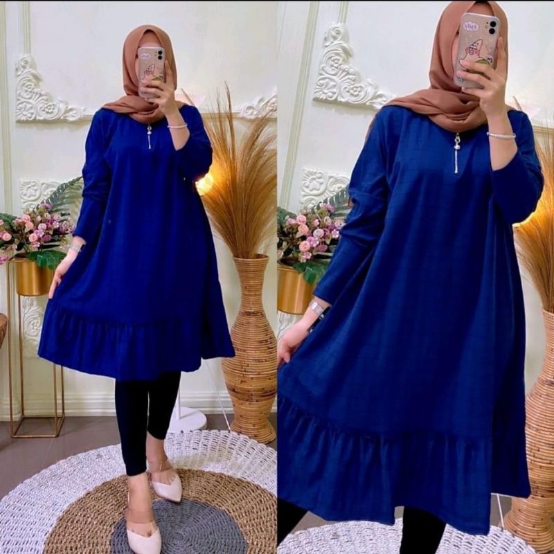 Tunik Voxy Kotak // Tunik Wanita // Tunik Busui Resleting Depan // Tunik Bestseller