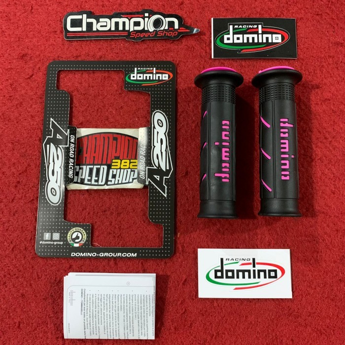 Handgrip Domino A250 original - Handgrip Domino supersoft italy - Hitam - Pink One SS