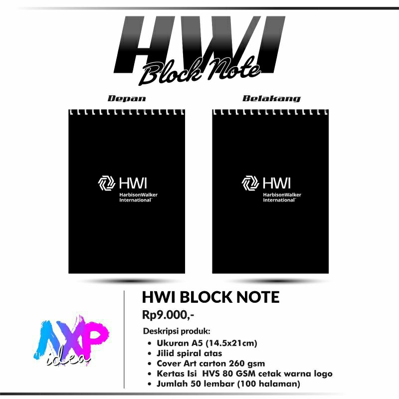 

Block note spiral custom full black