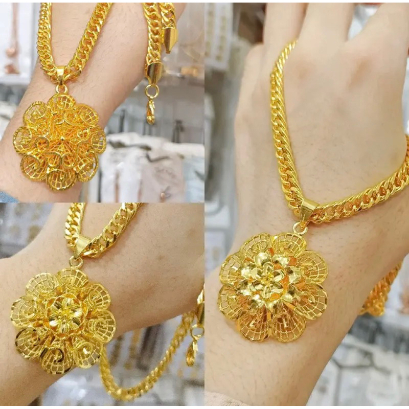 Kalung dubai dan liontin lapis emas 24k