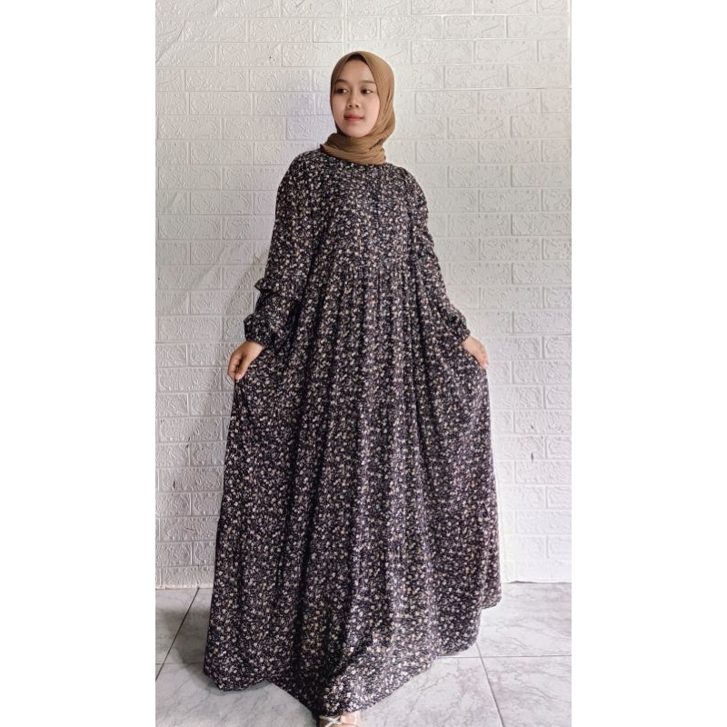 Gamis Babydoll Rayon viscose motip_ Adem lmbut ORI