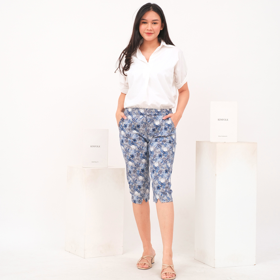 NHM Celana 7/8 Zigzag Motif, Celana Pendek Wanita Stretch