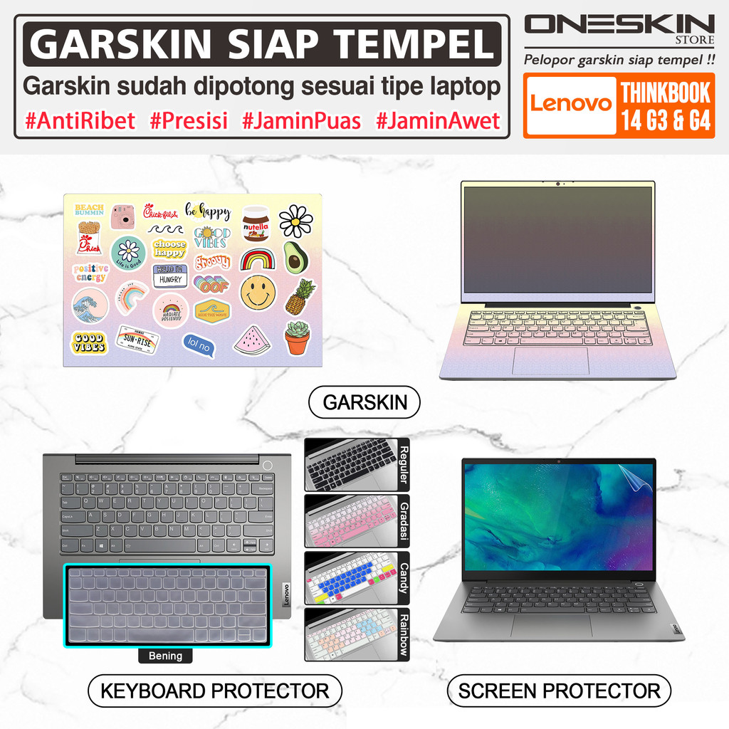 Garskin Sticker Laptop Pelindung Screen Keyboard Protector Lenovo ThinkBook 14 G3 ACL G4 IAP Gen 3 4 Gambar Full Body Tpu Silikon Bening Glossy Doff