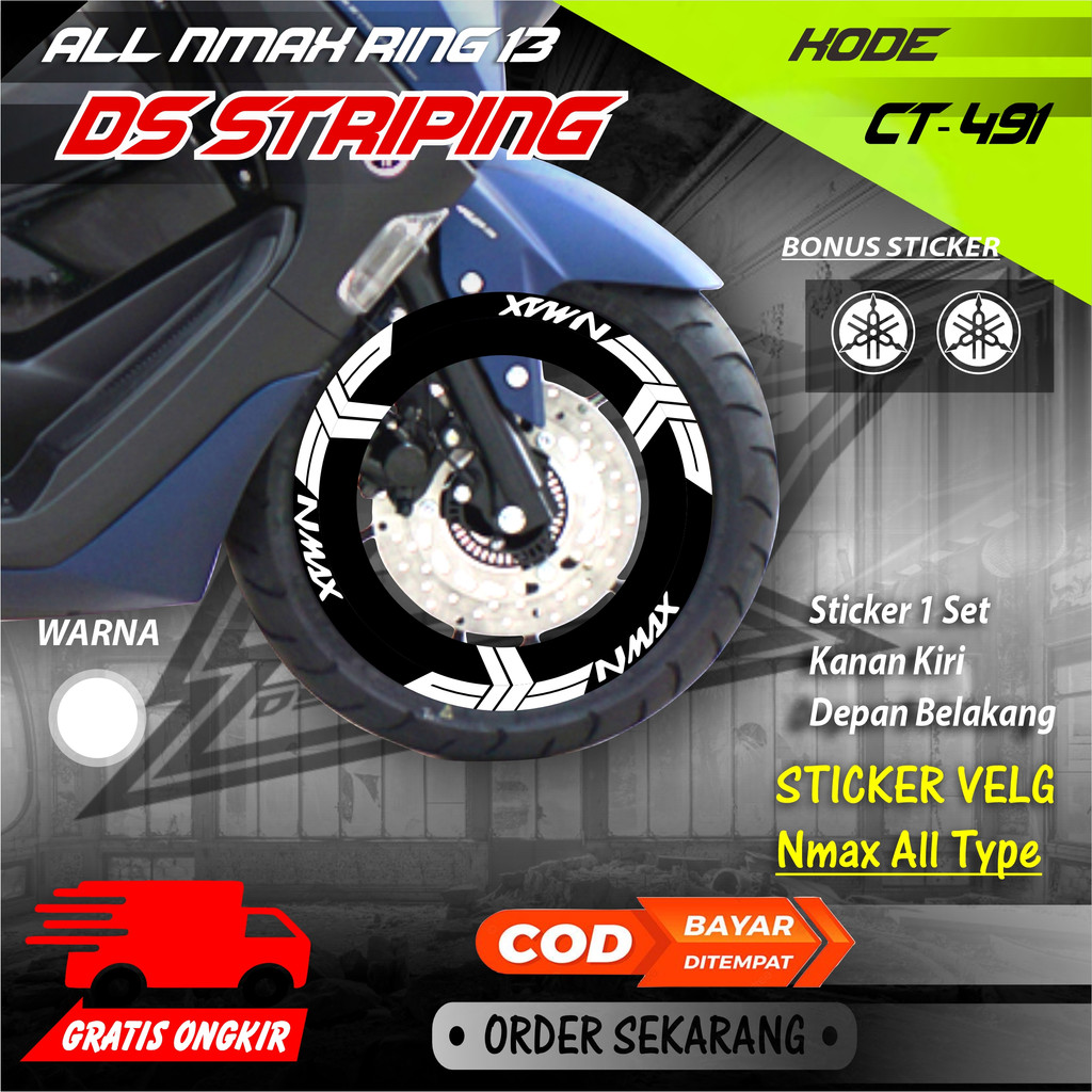 Ct-491 Stiker Cutting Pelek motor variasi Nmax Ring 13