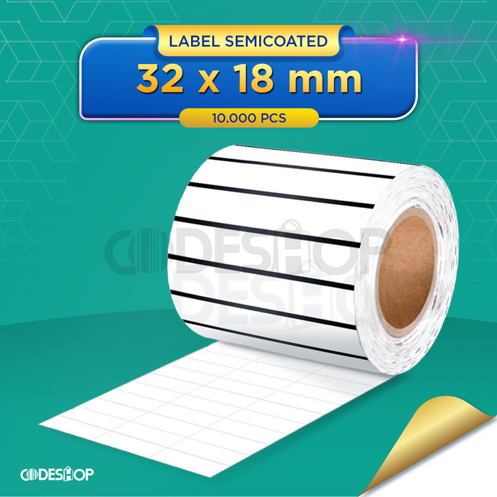 Codeshop Stiker Label Barcode 32 x 18mm Semicoated 3&quot; Core isi 10000 pcs