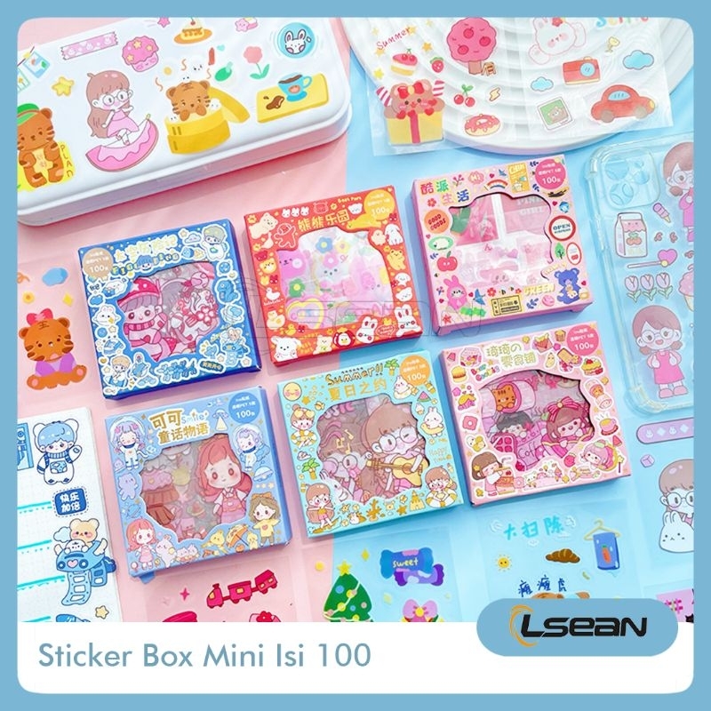 MINI Sticker Box Jurnal Dekorasi DIY Stiker Korea Deco Lucu Anti Air Aesthetic PVS Isi 100