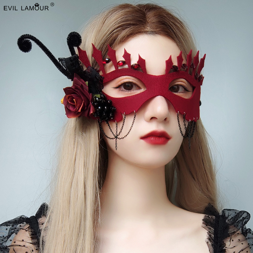 [ GOTH ] Halloween Flowers Tassels Venice Prom Half Face / Bunga Halloween Rumbai Venesia Prom Setengah Wajah 8037