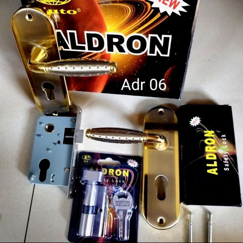 kunci pintu kecil set komplit ALDRON silinder knop putar+ baut tembus