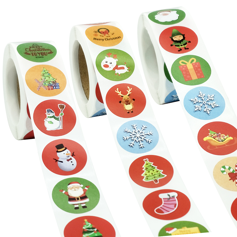 

Stiker Hampers Natal Bulat Sticker Merry Christmas Label Dus Box Kue