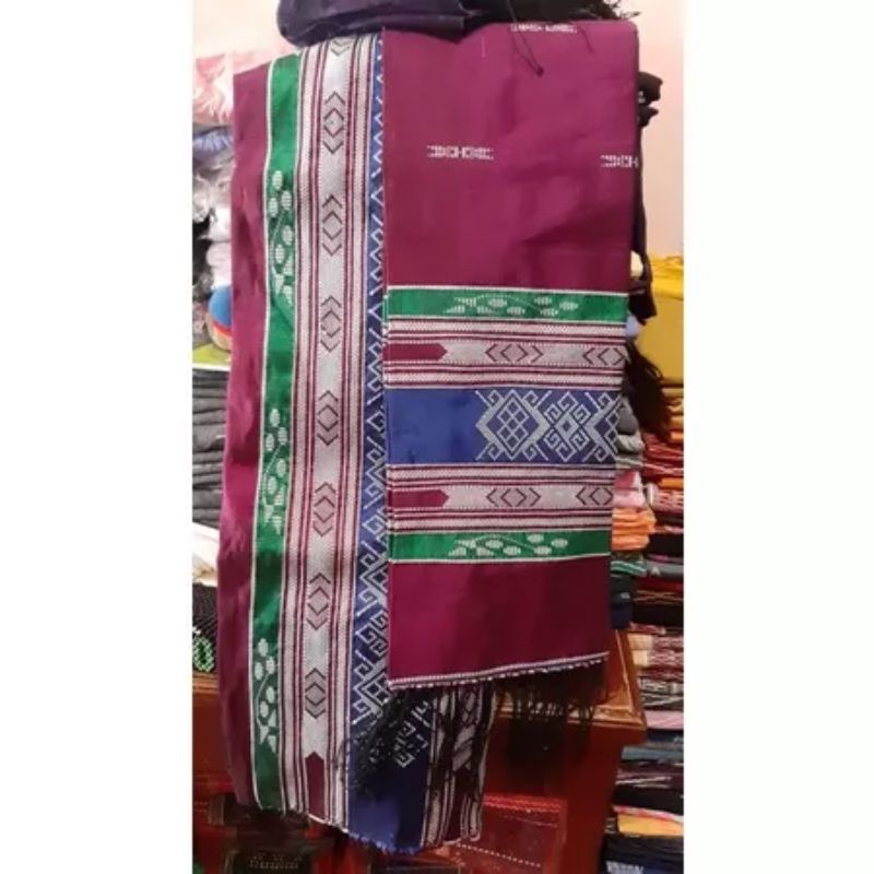 BANYAK WARNA SONGKET SARUNG SELENDANG SEMI SUTRA TENUN SIANTAR SUTRA HONGKONG KEPALA TUMTUMAN BAWAHA