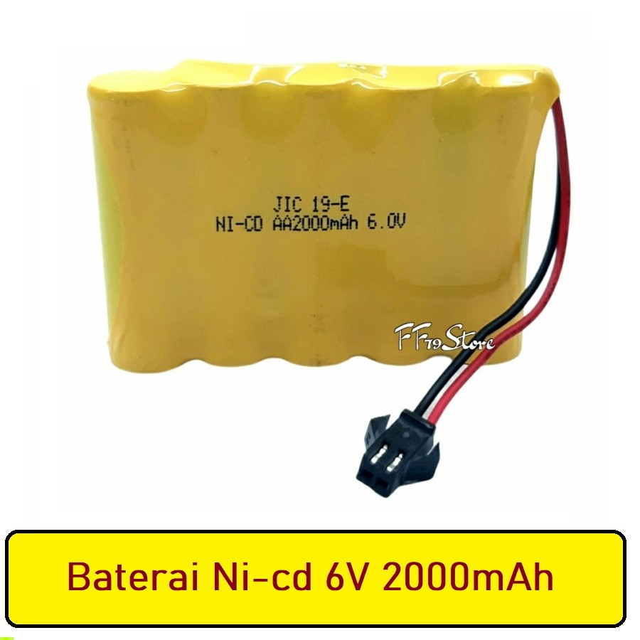 Baterai Mobil Remot 5x AA NI-CD 6V 2000mAh Soket Hitam