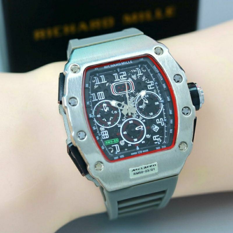 Jam Tangan Pria RM Richard Mile Crono Aktif Tali Abu Abu - Jam Tangan Pria Super Mewah