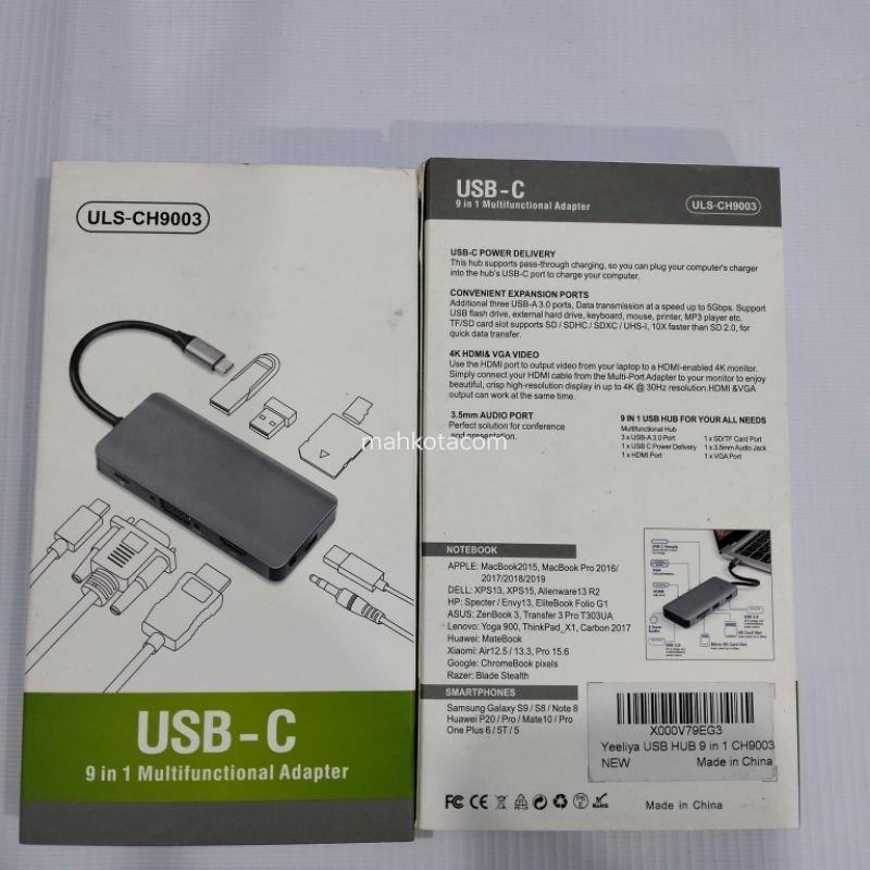 Yeeliya USB C ULS CH9003 9 in 1 Multifunctional Adapter