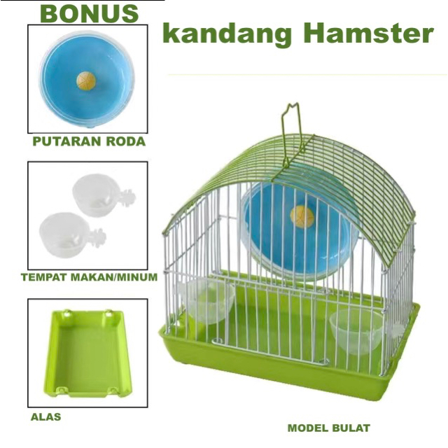 Rumah Kandang Hamster Marmut Tikus Burung Landak Mini 3warna Bonus kincir dan tempat makan Hamster