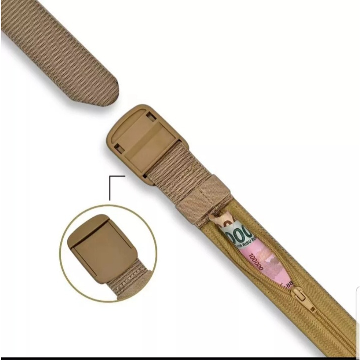 Ikat Pinggang - Gesper Resleting Nylon Anti Metal Dectector Tactikal